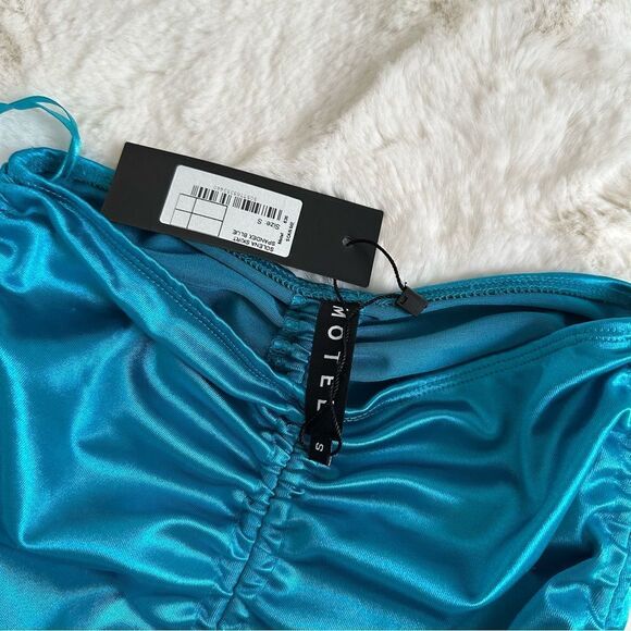 NWT Motel blue shiny solena skirt spandex blue size s - Picture 12 of 13